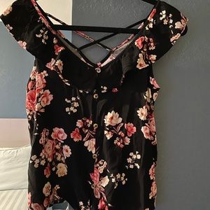 Black floral shirt